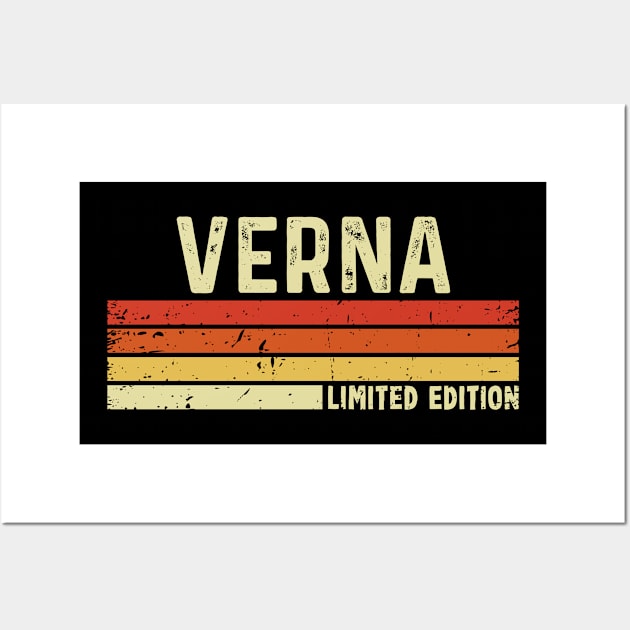 Verna Name Vintage Retro Limited Edition Gift Wall Art by CoolDesignsDz